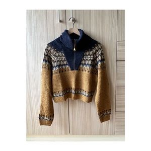 J Crew half zip fair isle sweater Sz M NWT